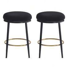 24.75'' Modern Counter Stools Set Of 2,Black Counter Stools With Iron Frame,Sponge Cushion,Footrest,Suitable For Kitchen/Bedroom/Dining Room,TrendyHome