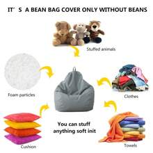 1pc Slouchy Folding Sofa Bean Bag Cover, Removable & Washable, Suitable For Outdoor, Bedroom, Living Room And Home Decor (Filler Not Included), Easy To Assemble And Disassemble - Light Grey - View 3