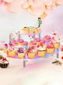 1Set Colorful Clear Acrylic Stand,Half Circle Shaped Dessert Cake Display Stand,Multi-Layer Splice Storage Display Rack Cake Stand Cake Decorations,Wedding Accessories Wedding Decorations,Birthday Wedding Party Supplies Cake Holder - Transparent - View 1
