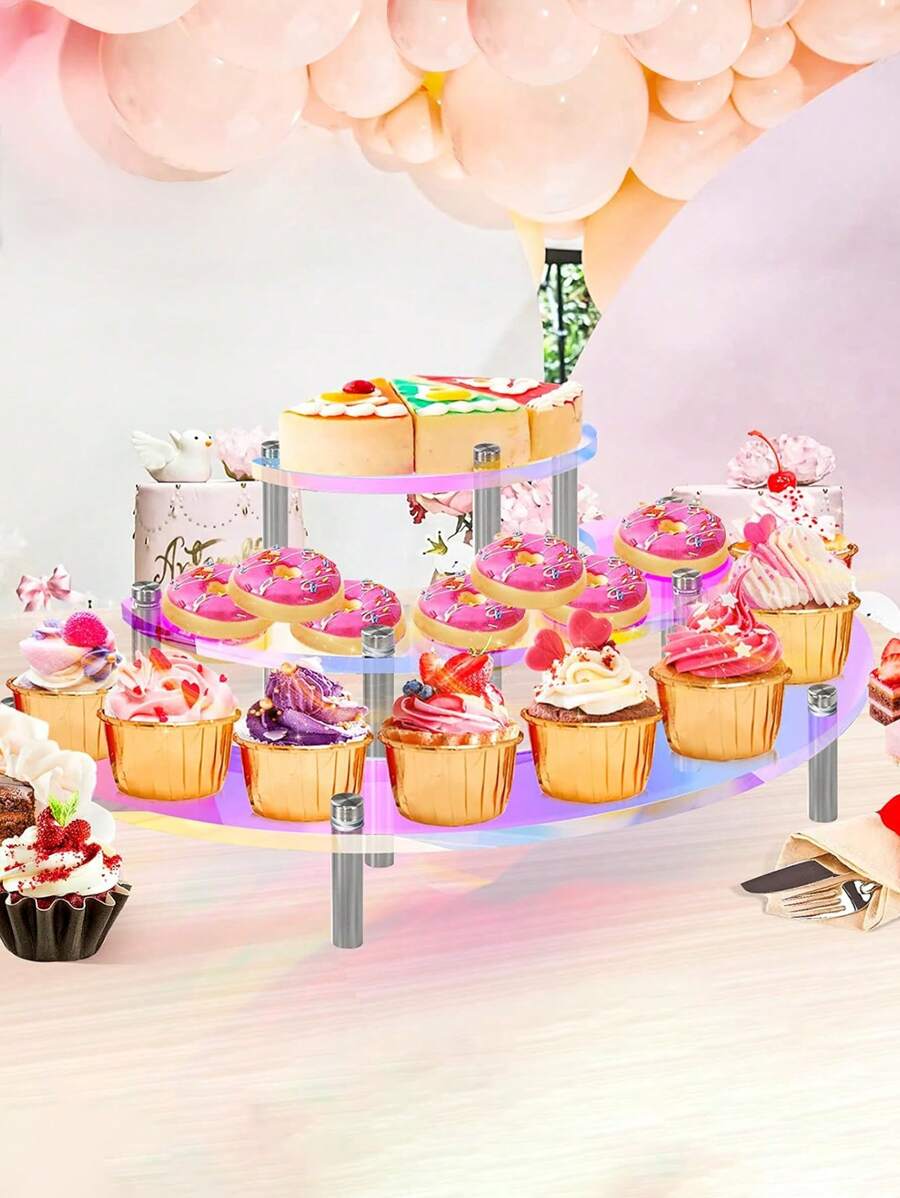 1Set Colorful Clear Acrylic Stand,Half Circle Shaped Dessert Cake Display Stand,Multi-Layer Splice Storage Display Rack Cake Stand Cake Decorations,Wedding Accessories Wedding Decorations,Birthday Wedding Party Supplies Cake Holder - Transparent - View 1