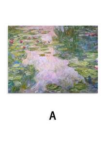 1pc Frameless Claude Monet, Water Lilies Impressionist Landscape Painting | Vintage Flower Print | Printable Wall Art - Multicolor - View 23