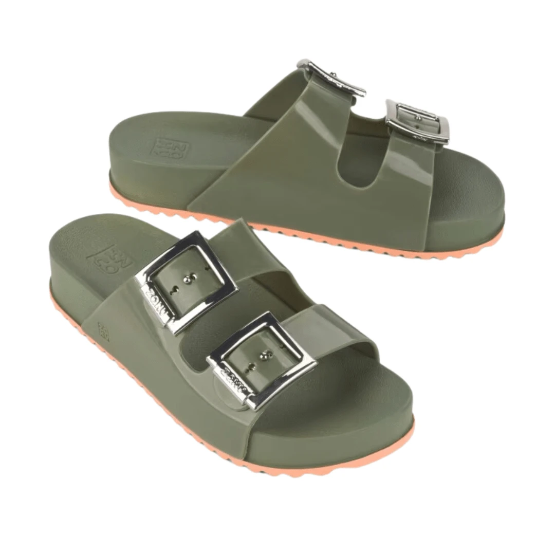 Zaxy Partner Papete Slide Sandal - Matte Green - View 1