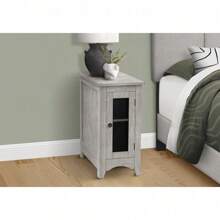 Accent Table, End, Side Table, Narrow, Nightstand, Bedroom, Lamp, Storage, Grey Veneer, Transitional,TrendyHome