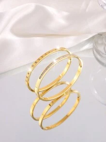 2 Pcs Gorgeous Exquisite Personalized Stainless Steel Love Single Row Drill Bangle Combination Suitable For Holiday Gift-Giving Ladies Valentines, Mom, Mother, Mother's Day, Gift - Love Single Row Diamond Bracelet Combination - View 22