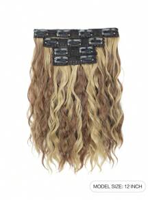 Extensions de cheveux à clipser, 4 pièces Extensions de cheveux de 12 pouces, extensions de cheveux ondulés courts, invisible, faites de fibres synthétiques douces. Convient pour une utilisation quotidienne des femmes.