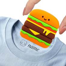 [Custom]1pc Personalized Name Stamp For Clothing Waterproof Custom Stamp Fabric Stamp Self-Inking Clothing Stamp 36 Patterns 4 Style,Happy Food Engraving" Children's Clothing Name Stamp Set With Integrated Ink Pad, Durable PE Material, English Inscription - Glue Dripping Process, Includes Burger, Fries, Juice Box Shapes,English Lettering,Back To School Seasons - Juice - View 14