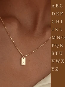 Dây chuyền chữ cái tiếng Anh nhiều lớp 2 chiếc/1 chiếc, Dây chuyền mặt chữ cái đầu mạ vàng 18K, Quà tặng trang sức may mắn cho cả nam và nữ, Chống thấm nước và chống phai màu, Thích hợp cho Giáng sinh, Ngày lễ tình nhân - vòng cổ thư - Xem 69