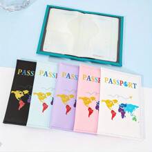 [定制] 个性化 3D 地图设计皮革护照套，旅行时携带方便，旅行必备，轻质人造皮革，可折叠旅行盒，适合男女、学生和户外度假，是节日和情侣的理想礼物 - 黑色 - 查看 8