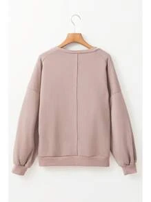 Fashion Geometry Pattern Pattern Drop-Shoulder Long-Sleeve Top Women Casual Loose Pullover Sweatershirt Women