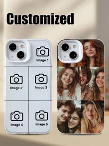 1pc Customizable Photo Puzzle Decor Silver Phone Case For IPhone 16 Pro Max/16 Plus/16 Pro, Wedding Personalized Picture, Gift For Couples, Friends, Family, Graduation