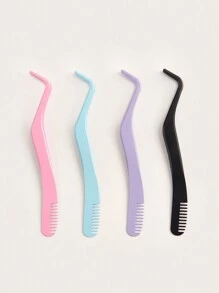 4pcs/1pc Multi-Color Fake Eyelash Applicator With Comb Tweezers, Eyebrow & Eyelash Clip, Convenient For Applying False Eyelashes And Stickers, Comb And Clip In One, Simple And Cute, Suitable For Personal Use And Gifts
