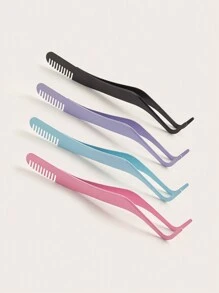 4pcs/1pc Multi-Color Fake Eyelash Applicator With Comb Tweezers, Eyebrow & Eyelash Clip, Convenient For Applying False Eyelashes And Stickers, Comb And Clip In One, Simple And Cute, Suitable For Personal Use And Gifts