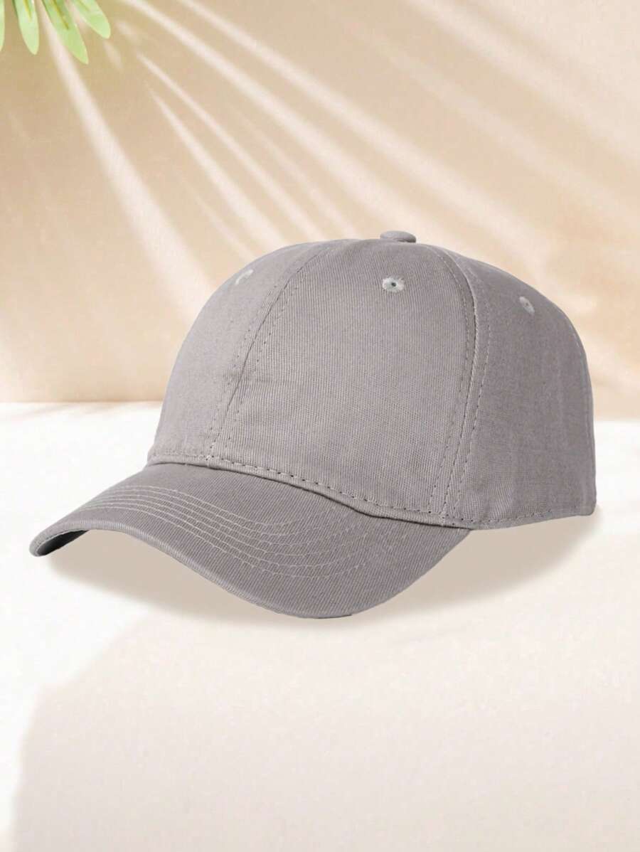 Topi Baseball Kasual Sederhana Warna Polos untuk Pria, Cocok untuk Pemakaian Sehari-hari, Musim Panas, Pantai, Liburan, Festival, dan Perjalanan. - Grey - View 1