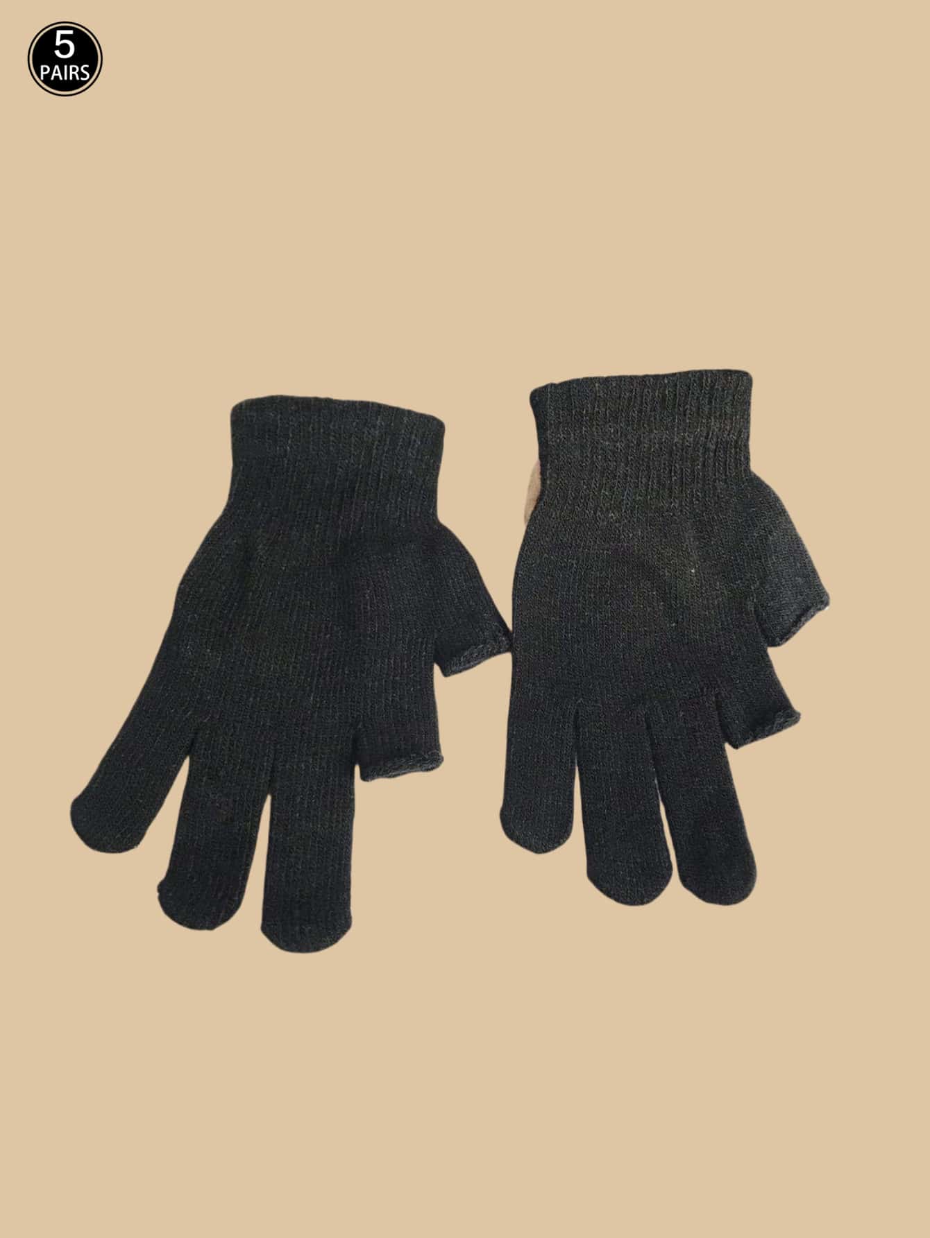 5 Pairs Fingerless Gloves For Men & Women, Thin Stretchy Windproof Warm Touch Screen Gloves For Cycling Driving In Autumn/Winter