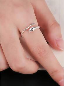 Sterling Silver Snake-Shaped Ring Xiaohongshu Cross-Border European And American Open Index Finger Ring 2025 Year Of The Snake New Textured Small Snake Index Finger Ring