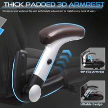 600lbs Large Heavy Duty Office Chair With Flip Up Armrest, Big And Tall Office Chair With Ergonomic Lumbar Support, Leather Office Chair For Heavy People With Quiet Rubber Wheel,Halloween Decor - 棕色 - 查看 6