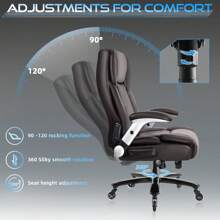 600lbs Large Heavy Duty Office Chair With Flip Up Armrest, Big And Tall Office Chair With Ergonomic Lumbar Support, Leather Office Chair For Heavy People With Quiet Rubber Wheel,Halloween Decor - 棕色 - 查看 5