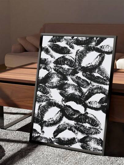 1pc Vintage Art Poster, Black Lips Pattern, Newspaper Background, Mirror Ball, High Heels, Lips, Font "Be Your Own Sugar Daddy", Oil Painting Art, Poster Print, Suitable For Bedroom, Living Room, Dining Room, Kitchen, Study, Bathroom, Corridor, Bar, Cafe, Dormitory Decor, Ideal Gift For Friends, Wall Art, Home Decor, Room Decor Canvas Painting, Frameless Gift, Birthday & Graduation Gift
