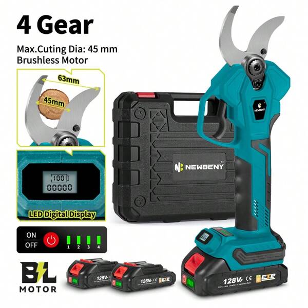 Yofidra 45mm bürstenlose elektrische Gartenschere 4 Gänge kabellose effiziente elektrische Gartenschere