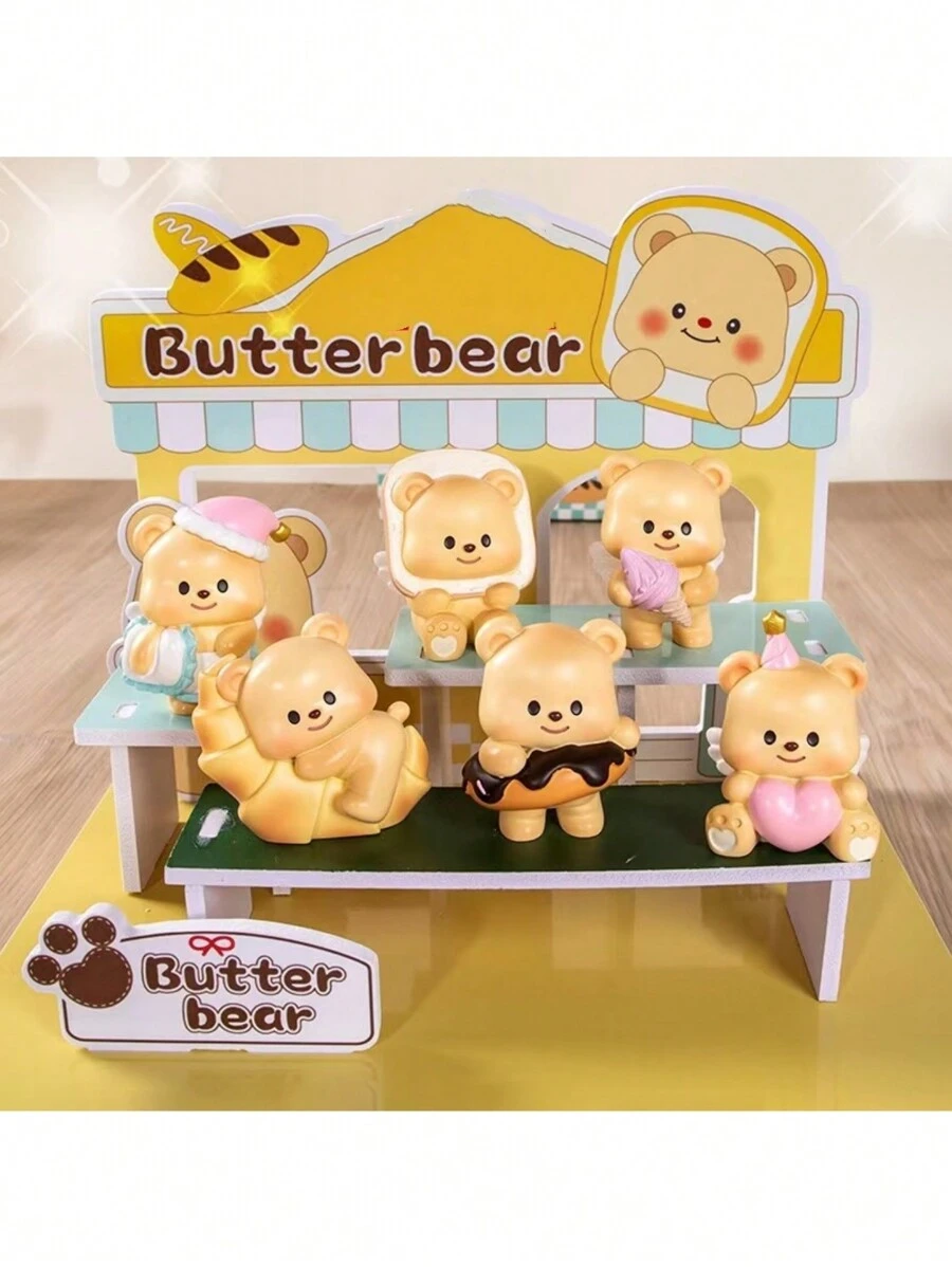 New Cream Bear Blind Box Figurines, Cute Snoring Mini Bear Decor Desktop Ornaments (Blind Box, Random Style) - Multicolor - View 1
