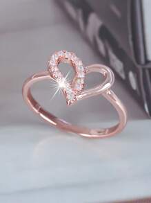 Fashionable, Minimalist, Elegant Heart-Shaped Cubic Zirconia Women's Promise Ring, Ideal For Weddings, Engagements, And Valentine's Day Gifts