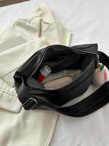 Medium Hobo Bag Black With Bag Charm,Mother's Day Gift For Mom, Minimalist Style Women Bag