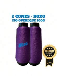 NICE LINES Kit 2 Overlock Thread 100g EACH - For Overlock Machine - White, Black And Colored. - 紫色 - 查看 1