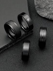 4pcs Men's Black Minimalist Ring Stainless Steel 8mm Wide Punk Jewelry Cobweb Pattern Matte Suitable For Everyday Wear Festive Gifts Christmas New Year Gifts Boyfriend Gifts Christmas New Year Valentine's Day Holiday Gift - Multicolor - View 8