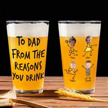 Pour Papa De La Raison Pour Laquelle Vous Buvez, Cadeaux Amusants Pour Papa Hommes, Verre À Bière Personnalisé Avec Photo Et Nom De L'Enfant 16 Oz Verre À Bière Pinte, Cadeaux D'Anniversaire Noël Fête des Pères Cadeaux Pour Papa De La Part De la Fille Du Fils, Verres À Vin Personnalisés, Cadeau Attentionné - transparent - Voir 16