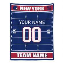 1pc Customized Flannel Blanket With Football Themed Personalized Design - Includes City, Name And Number - Football Style Decorative Gift Idea For Male, Female, Boy Football Fans