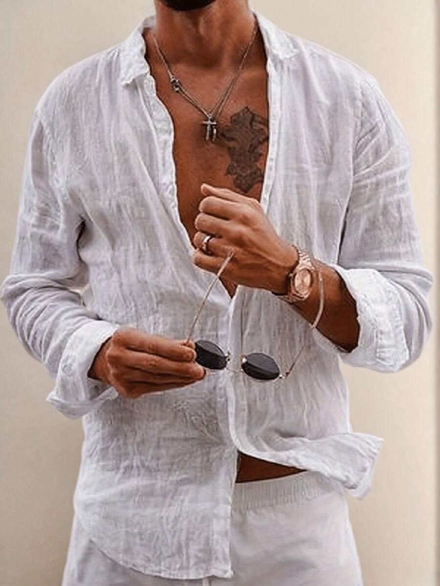 Men's Long Sleeve Floral Button Down Shirt - Casual Hawaii Beach Shirt, Lightweight & Breathable - View #2