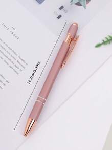 12/8/4/2pcs 2-In-1 Rose Gold Metal Stylus Ballpoint Pen With 1.0mm Black Ink For Touch Screen Devices Back To School