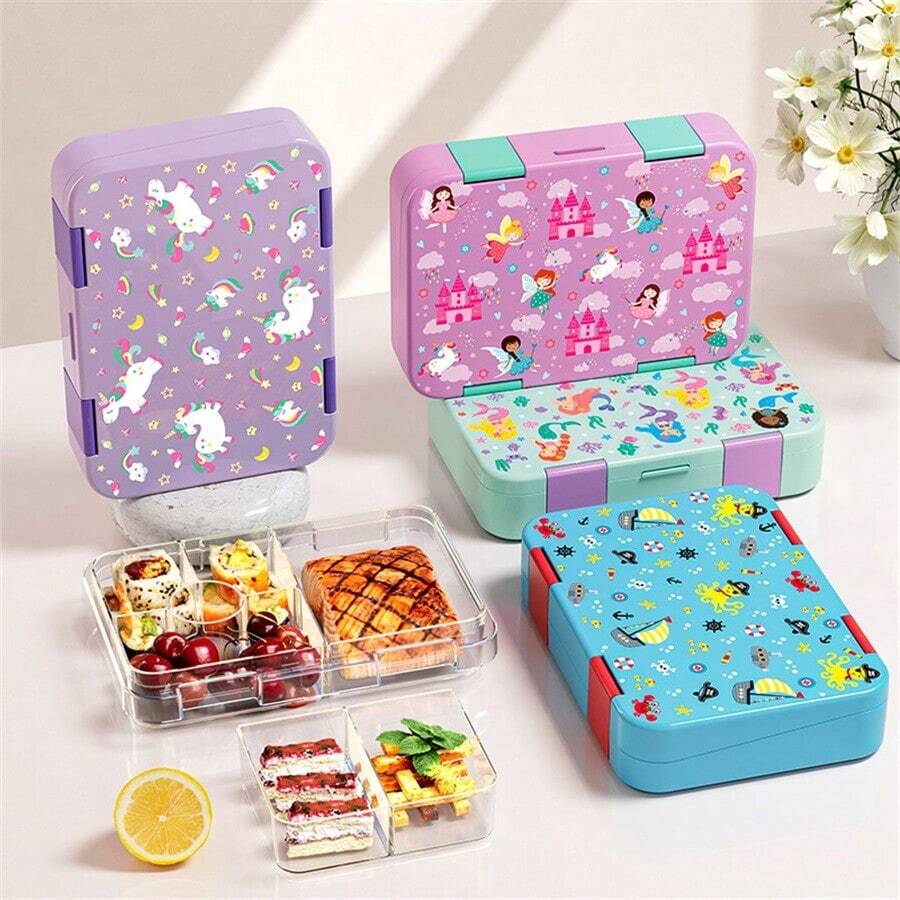 1pc 810ml Large Capacity Lunch Box, Divided Bento Box, Detachable, Easy To Clean; Easy To Carry, Sealed And Leak Proof, Separated Design; Durable And Sturdy, Drop Resistant With A Good Hand Feel, Suitable For Offices, Schools, Outdoors, Picnicking - Multicolor - View 1
