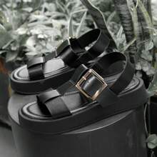 Mubberry Women's Fashion Sandals Women's Summer Open Toe Adjustable Sandals Women's Flat Black Sandals