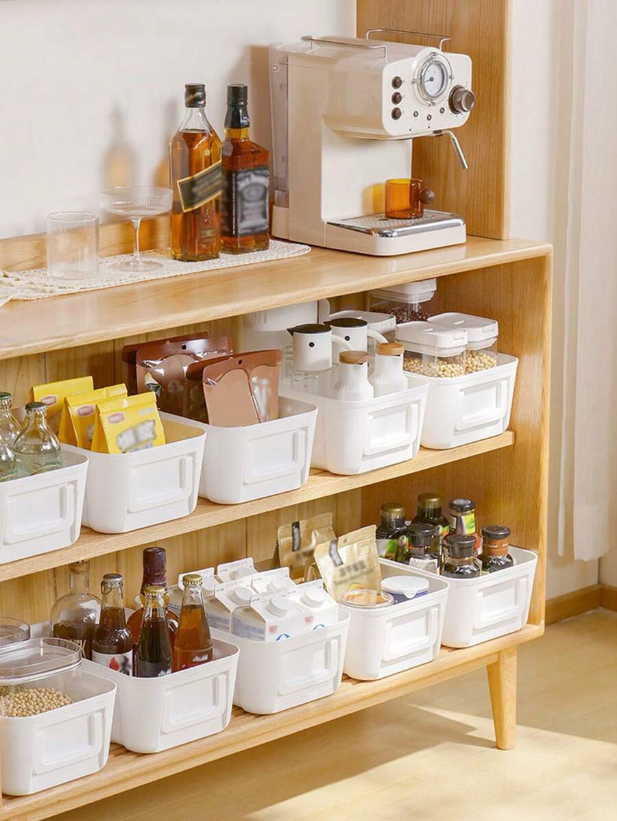 1/2 chiếc, Hộp đựng đồ trang điểm màu trắng, Giỏ đựng đồ có tay cầm, Thích hợp đựng son môi, nước hoa, cọ trang điểm, sản phẩm dưỡng tóc, đồ lót, đồ lót, đồ ăn nhẹ, đồ lặt vặt, phòng tắm, nhà bếp, phòng khách, phòng ngủ - Nhiều màu - Xem 1