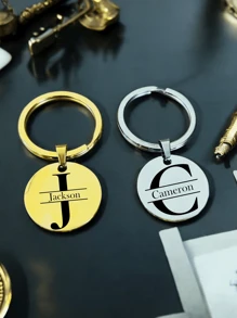 Customized Name Keychain Initial Letter Keychain, Personalized Keyring Monogram Keychain ,Leisure, Simplicity, Fashion,Customized Keychain Mother's Day ,Gifts For Father, Gift For Him,Christmas Keychain
