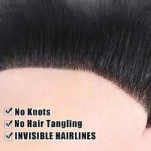 Toupee For Men Ultra-Thin Natural Hair - Invisible Seamless Frontal Hairline & Forehead Patch, Straight Hairpiece