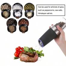 kumlioon Juego de molinillo eléctrico de sal y pimienta, sensor de gravedad, molinillo de pimienta automático, operación con una sola mano, a batería con grado de molienda ajustable, luz LED azul, molinillo eléctrico de sal y pimienta por gravedad, en sets individuales o dobles