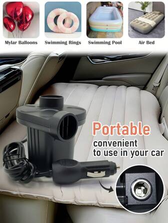 Electric Air Pump, DC12V Portable Electric Air Mattress Pump, Quick-Fill Inflator/Deflator Use For Outdoor Quick-Fill Electric Air Pump With 3 Nozzles, Portable Inflator Deflator For Inflatables Pool Float Air Mattress Bed Couch Swim Ring