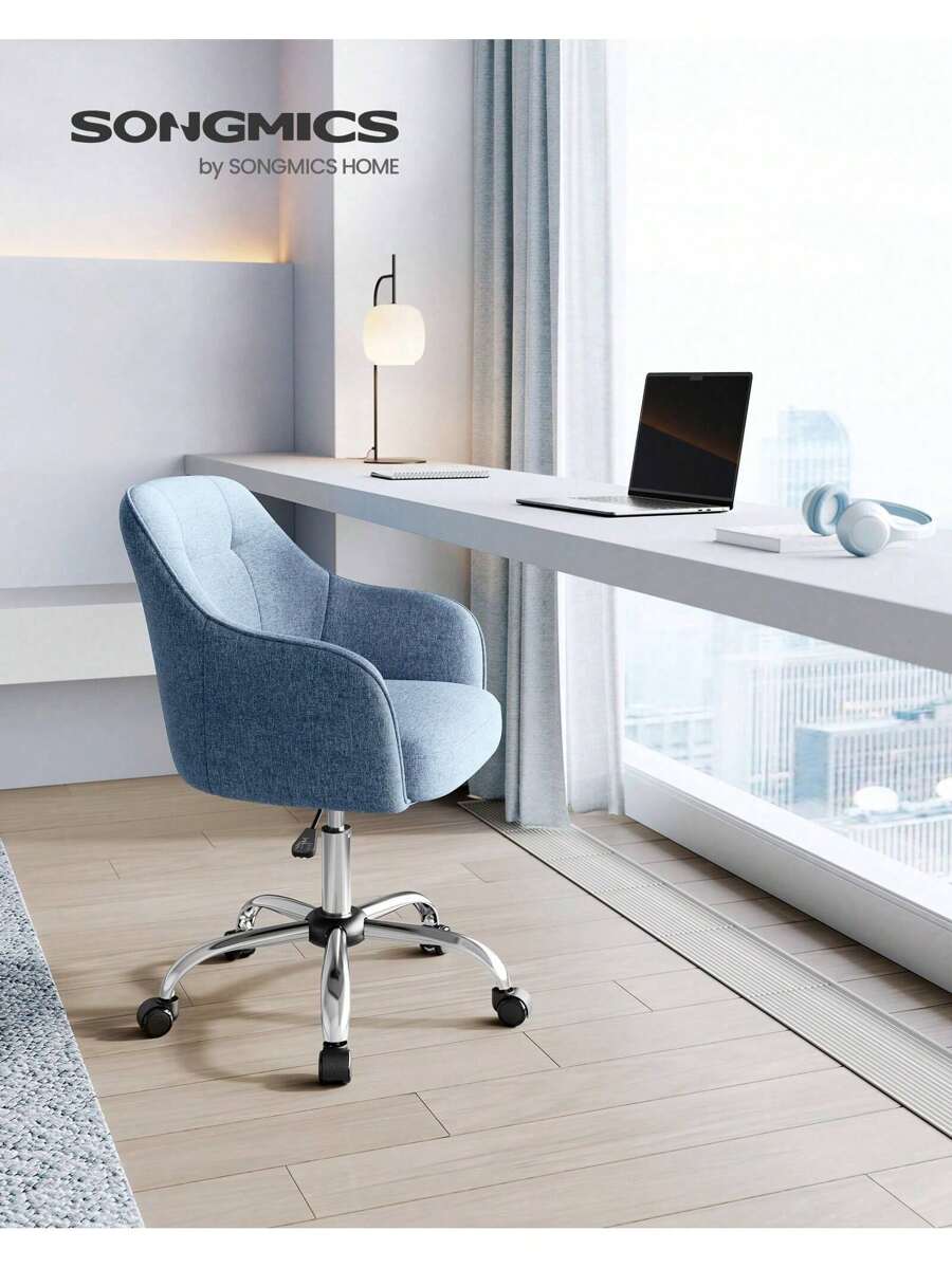 Chaise Bureau Ergonomique SONGMICS - Dossier Haut, Tissu Coton-Lin, Rose