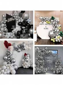 5pcs/50pcs Silver/Gold/Rose Gold Metallic Foil Balloons, Party, Wedding, KTV Decorations