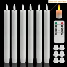 12-Piece Set Flameless LED Taper Candles With Holders, Battery-Operated Flickering Ivory Lights, 10-Key Remote Control With Timer, Warm White Ambiance, Perfect For Wedding, Valentine's, Halloween, Thanksgiving, Decor - White - View 11