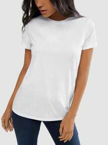OUTBALL Womens Short Sleeve T Shirts Tees Crewneck Fashion Basic Tops Loose Fit Casual Summer Outfits Soft Clothes - trắng - Xem 3