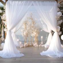 1pc White Chiffon Backdrop Sheer Fabric, Suitable For Party, Wedding, Transparent Background, Bridal Shower, Birthday Party, Party Photo Decor, Home Decor, Multi-Purpose Decoration