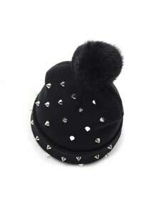 1 pieza Sombrero de punto con tachuelas para mujer, estilo europeo y americano, punk, para protección de oídos en otoño/invierno, adecuado para ir al trabajo - multicolor - Ver 2