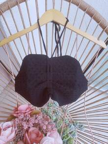 Cropped Top Modal Thin Strap, Tie Back, Women's Fashion - 黑色 - 查看 1