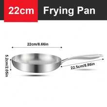 1pc 304 Stainless Steel Non-Stick Frying Pan, Uncoated Cookware For Steak, Suitable For Gas And Induction Cooktop - Silver - View 10