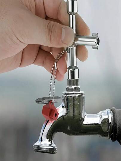 4 In 1 Multi Functional Silvery Key Wrench Cross Key Wrenches Hand Tools Versatile Tool For Electrical, Elevator, And Valve Control With Interchangeable Bit Head And Durable Construction