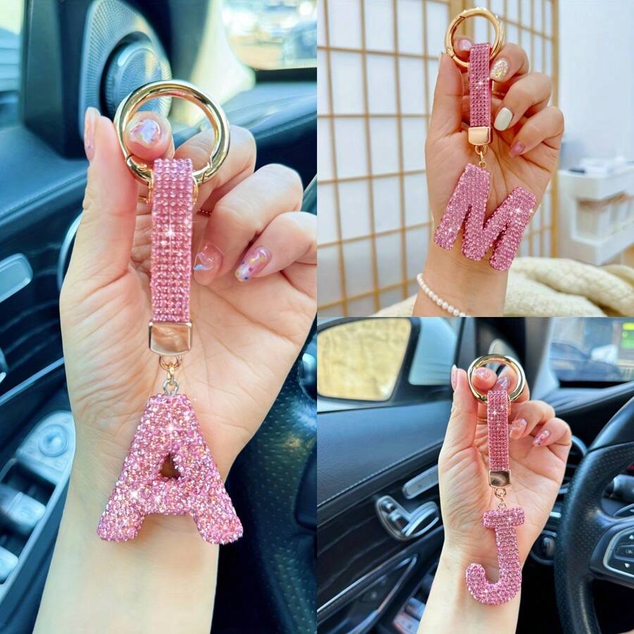 Carnival Glitter Rhinestone Decor Bag Pendant, Stylish Mini Shiny Travel Accessories, Christmas Gift And For Music Festival. 1pc Glittering Rhinestone Alphabet Keychain, Sparkly Initial Letter Pendant Key Ring With Dazzling Charm For Handbags, Purses & Backpacks Jewelry Accessories. Mini Carnival Glitter Rhinestone Decor Bag Pendant - Stylish Shiny Travel Accessory For Music Festival, Christmas Gift