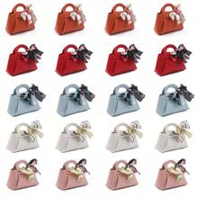 20 chiếc/(5 màu kết hợp và phối hợp) Túi quà bằng da PU có nơ, hộp đựng kẹo, trang trí tiệc, túi tote mini, thích hợp làm túi đựng quà tiệc và hộp đựng kẹo cưới - nhiều màu - Xem 2